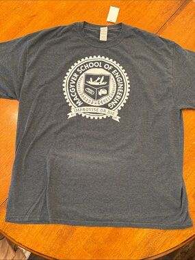 Men's Navy Graphic 'MacGyver School of Engineering' Short Sleeve Tee xxl